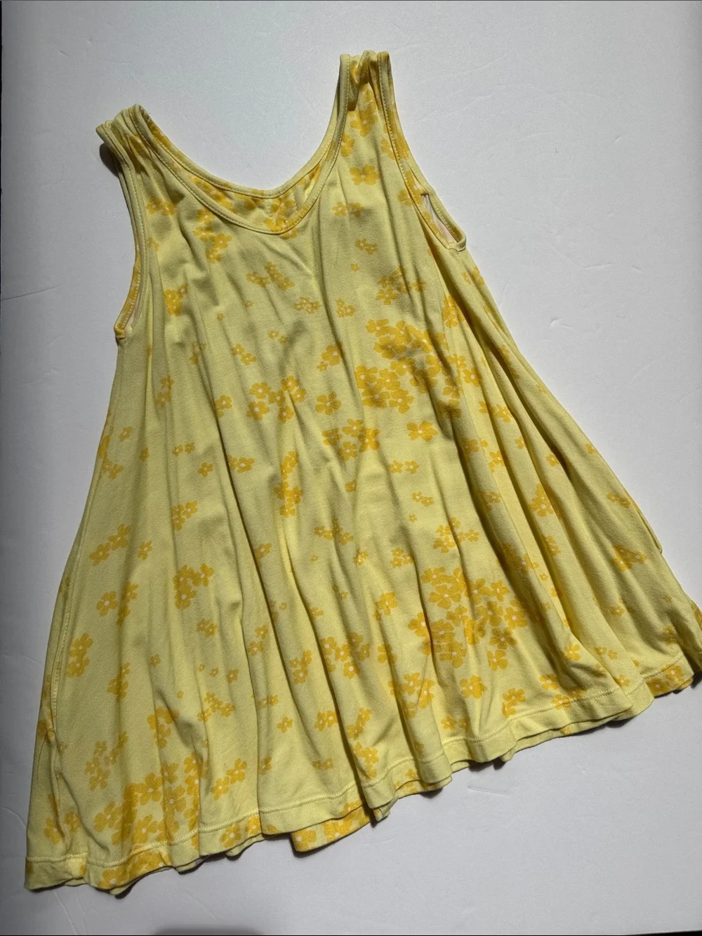 OMI JO 4T Pockets Yellow Floral Faux Button Detail A Line Tank Dress Girls WDW